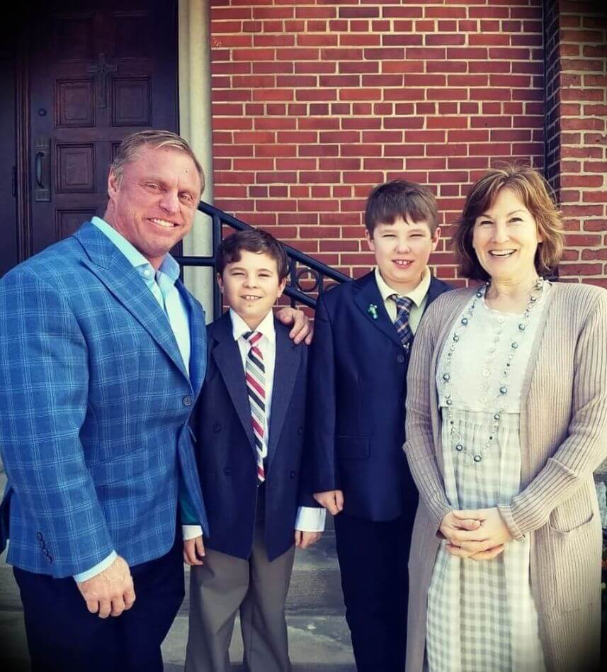 John Meadows with  his wife and their twin sons Jonathan and Alexander