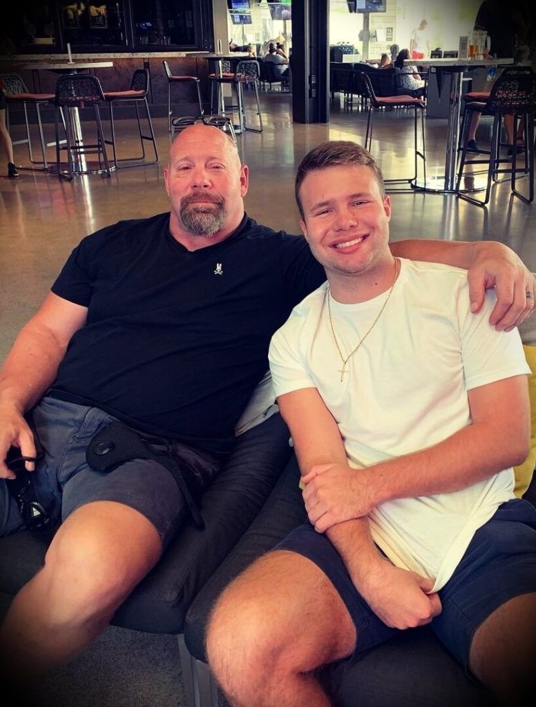 Nick Best with his son