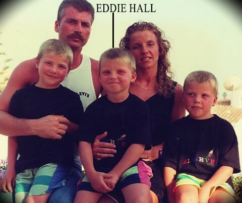 Eddie Hall with his parents and brothers