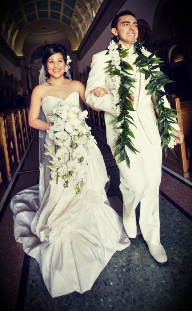 Pat Flynn with his wife April Fynn  at their wedding