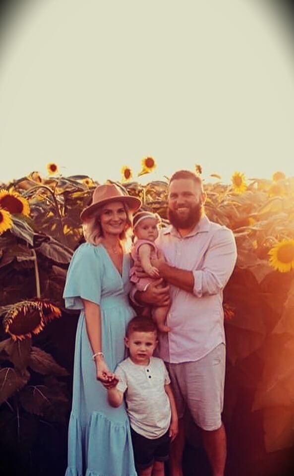 JJ Buckner with his wife Lindsey Buckner and their children